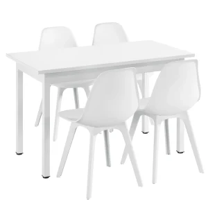 Grupo de comedor Horten 5 piezas Mesa 120x60 cm Blanco [en.casa]