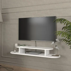 Mueble bajo de TV colgante Targema 120x30x16 cm Blanco [en.casa]
