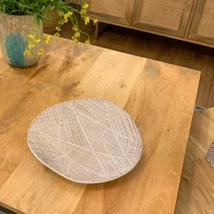 Centro marrón blanco geométrico 35x35x7 cm