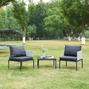 Conjunto de muebles de jardín Accettura 3 piezas Aluminio Gris [casa.pro]