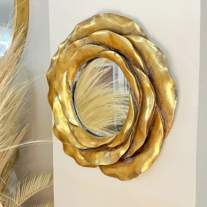 Espejo dorado flor 41x5x41