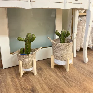 Macetero fibra madera 22x22x35 cm