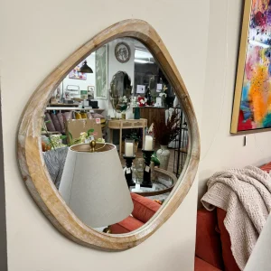 Espejo madera redondo desigual 60 cm