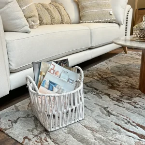 Cesta blanca cuerda asas S