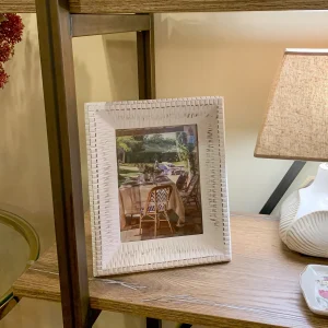 Portafotos madera tallado blanco 15x20 cm