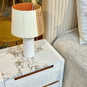 Lámpara cerámica blanca pantalla colores 20x43cm