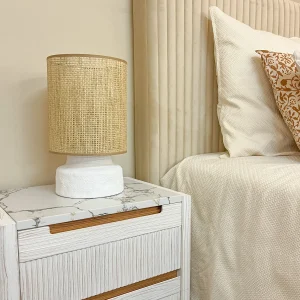 Lámpara de sobremesa rejilla y estuco 39 cm