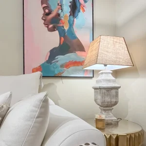 Lámpara sobremesa madera de mango 35x35x85