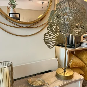 Lámpara sobremesa hojas dorado 37x18x76 cm