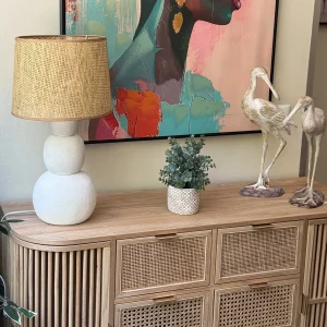 Lámpara de mesa rejilla y estuco 57 cm