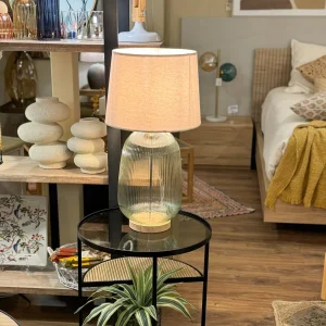 Lampara de mesa cristal verde 31x62 cm