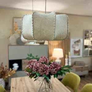 Lámpara techo yute y metal Japandi 45x45x28 cm