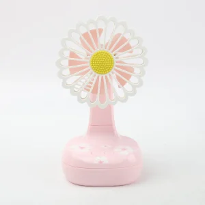 Ventilador De Mano Flor Con Luz Rosa
