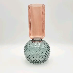 Jarrón cristal bicolor 15x15x30 cm