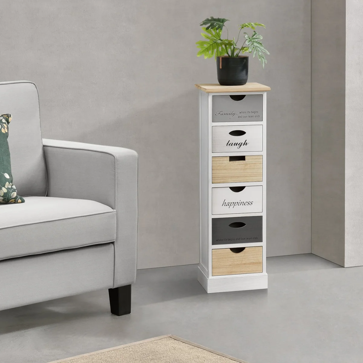 Cómoda Salo con 6 cajones 91x29x27cm en varios colores [en.casa] - Imagen 8