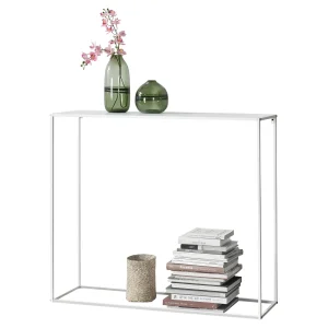 Mesa consola Aiora 95x110x32cm Metal Blanco [en.casa]