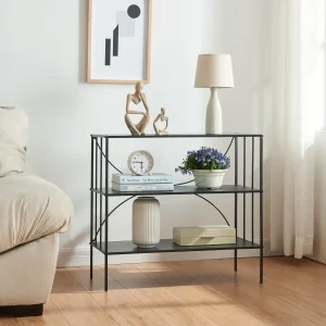 Mesa consola Baarn 65,5x70x32 cm Negro [en.casa]