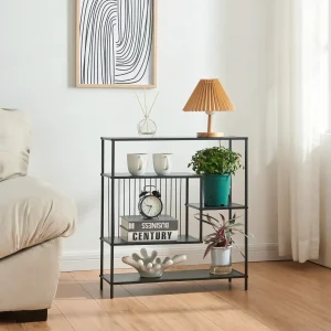 Mesa consola Beesel 65,5x60x20 cm Negro [en.casa]