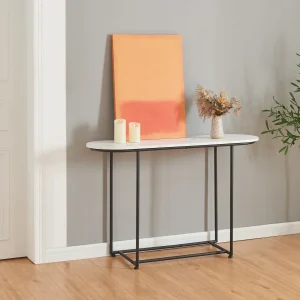 Mesa consola Nordfron 120x40x75 cm mármol, blanco [en.casa]