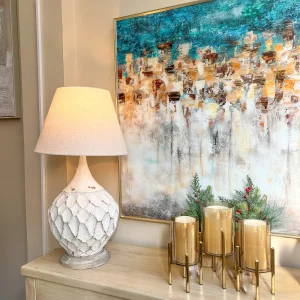 Lámpara sobremesa pie blanco