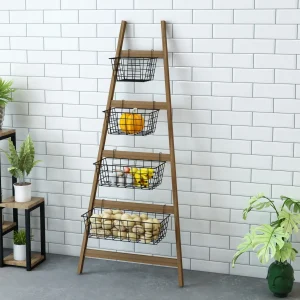 Estantería escalera Sejlflod con 4 cestas de metal [en.casa]
