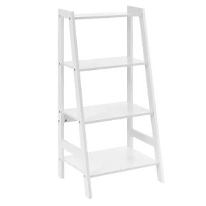 Estantería escalera Himare 90x43x32 cm con 4 compartimentos Blanco en.casa