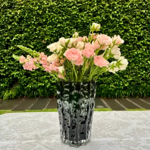 Florero de Vidrio Gris Textura Pequeño