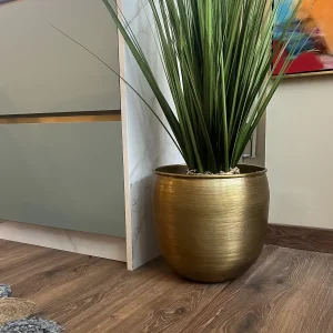 Macetero metal oro viejo 34x34x34 cm