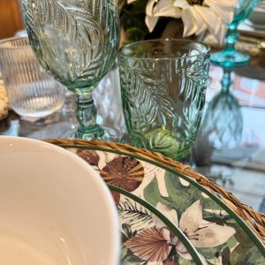 Set 6 vasos de cristal verde hojas 300ml