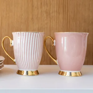 Cofre dos tazas rayas rosa y dorado Madame de Récamier