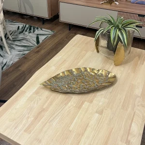 Bandeja dorada hoja grande