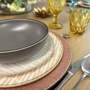 Vajilla cerámica gris y beige 18 piezas