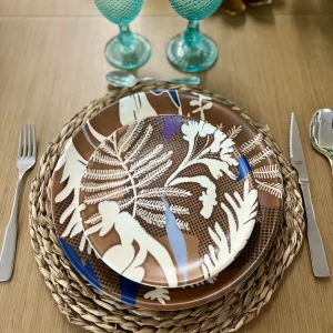 Vajilla marrón algas 18 piezas