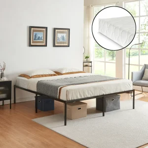 Cama de metal Vårdö con colchón [en.casa]