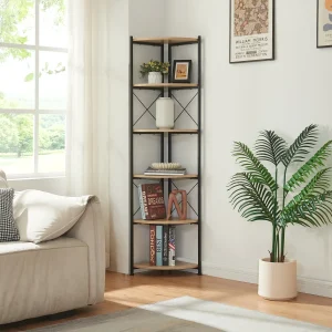 Estantería para plantas Ulfborg 6 estantes 160x30x30 cm Negro/Aspecto roble [en.casa]