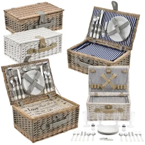 Cesta de picnic con juego de cubiertos para 2/4 personas en varios colores casa.pro