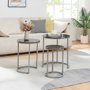 Mesa auxiliar Bornholm en juego de 3 piezas en varios colores [en.casa]