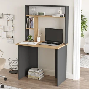 Escritorio Tópisa con estantería 149x90x52 cm [en.casa]