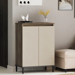 Zapatero Lieksa con 3 estantes 85,5x60x35,5 cm roble gris [en.casa]