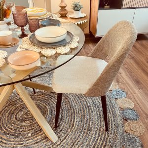 Silla topo y beige pata negra 45x60x84