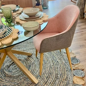 Silla de comedor gris y rosa 55x50x80