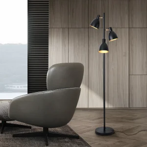 Lámpara de pie Witney de 3 luces Negro / Dorado [lux.pro]