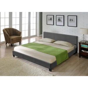 Cama tapizada moderna Estructura de cama gris oscuro CORIUM