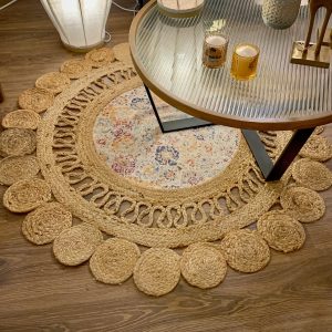 Alfombra redonda yute y chenilla 120x120x0,5