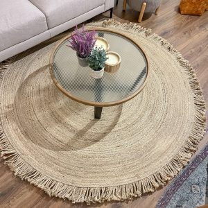 Alfombra yute redonda flecos 2x2x1,5