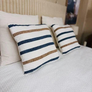 Cojín rayas  azul-marrón algodón 45x45 cm