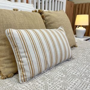 Cojín Harper raya mostaza lino 30x50