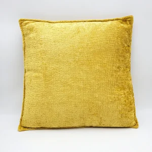 Cojín chenilla jaspeado mostaza 45x45 cm