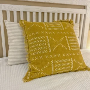 Cojín cenefa mostaza 60x60 cm