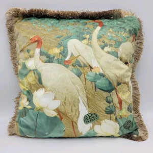 Cojín flecos aves multi